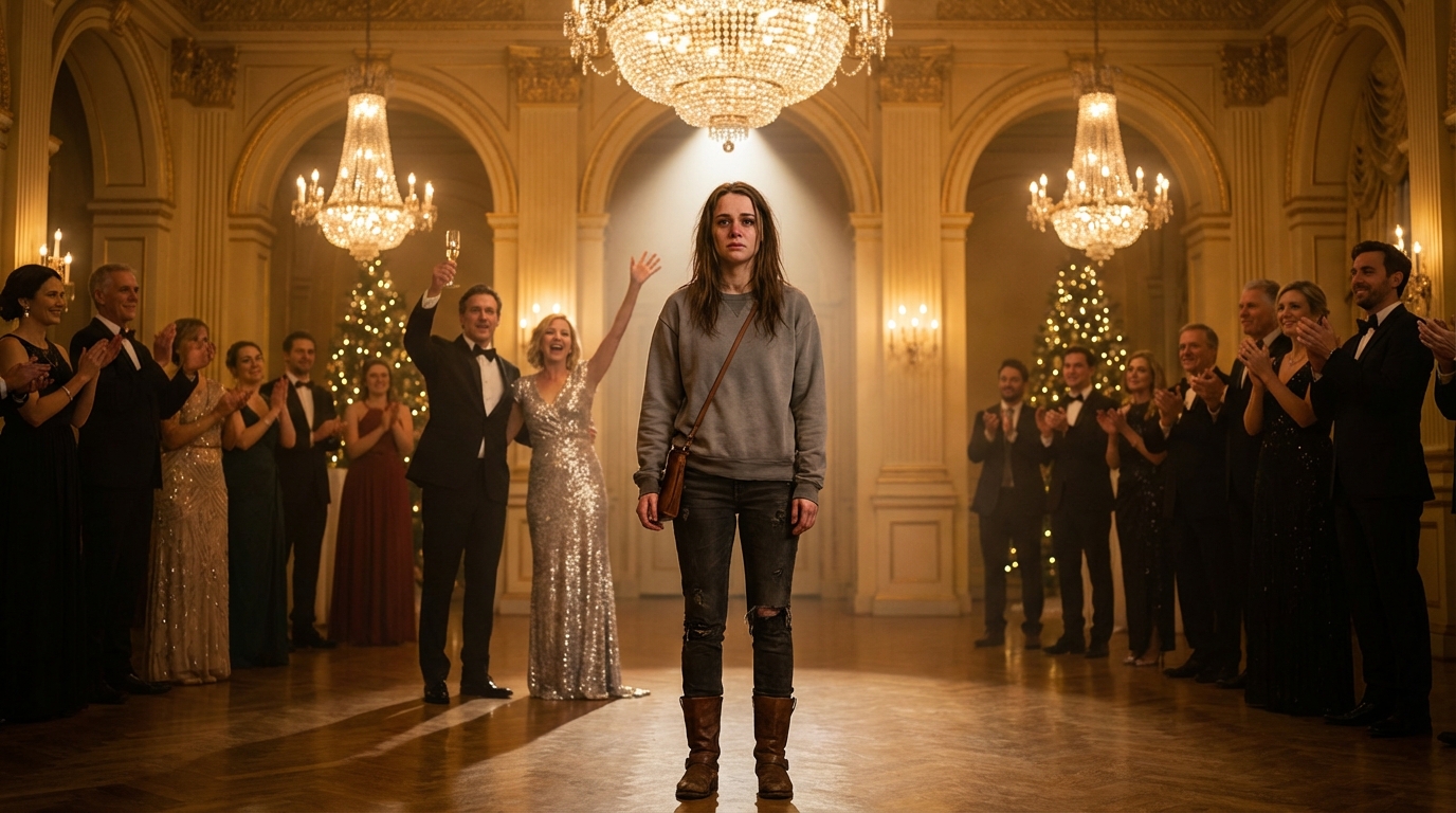 “Frente a 200 invitados, mis padres le dieron a mi hermana 55 millones de dólares; luego me quitaron las llaves, congelaron mi tarjeta y me dejaron caminar tres millas en una noche helada de Connecticut, hasta que una anciana ‘sin hogar’ en una parada de autobús tomó mi abrigo y dijo cuatro palabras que lo cambiaron todo.”