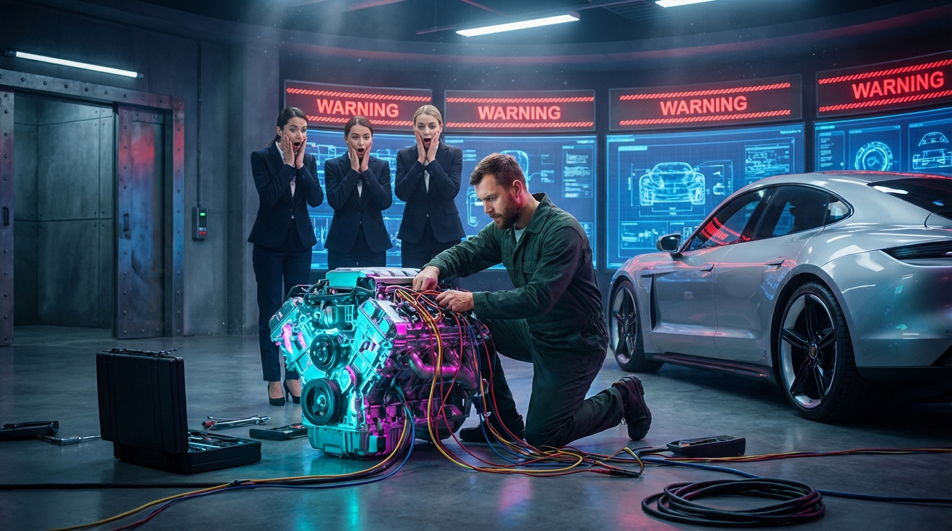 Lo dijo mirando al hombre del uniforme gris que empujaba un carrito de limpieza en el pasillo de la sede de Megatec en Ciudad de México. Lo dijo alto, delante de quince ejecutivos alemanes, de su equipo de ingeniería agotado, de pantallas llenas de gráficas rojas y de un prototipo de diez millones de reales que, en ese instante, parecía más un monumento a la vergüenza que el futuro de la industria automotriz.