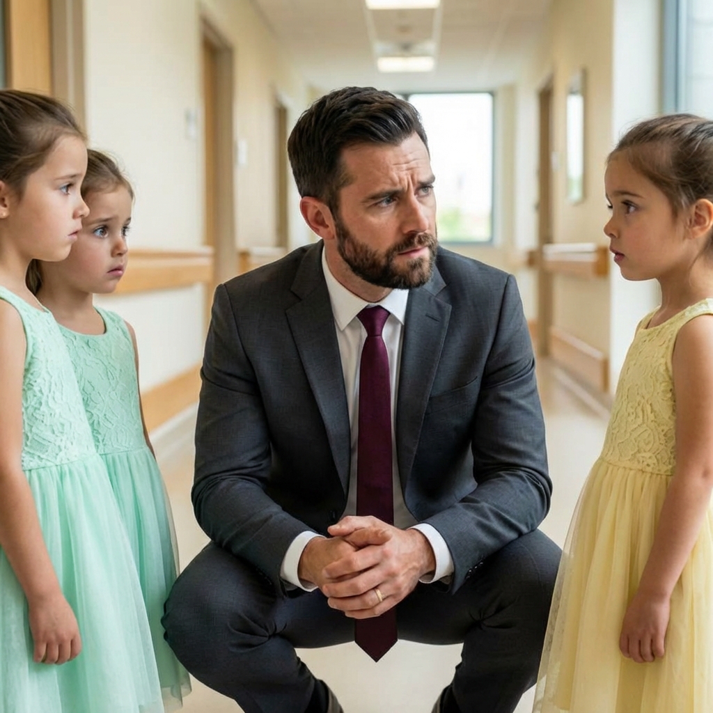 Faltaban 13 minutos para cerrar el trato de su vida, pero el llanto de tres niñas idénticas lo detuvo en seco. Al mirar sus ojos, descubrió el secreto que le habían ocultado por 5 años y supo que su fortuna ya no valía nada.
