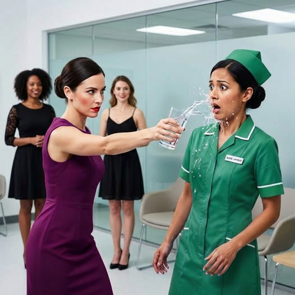 Me humilló por mi uniforme viejo y me exigió que me arrodillara. No sabía que mi esposo estaba detrás de ella… y que es el dueño del hospital.