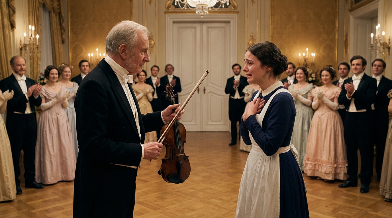 «Si tocas este violín, me caso contigo»: Él se burló de la camarera frente a todos, pero cuando ella tomó el arco, el millonario recibió la lección más grande de su vida 🎻😭❤️