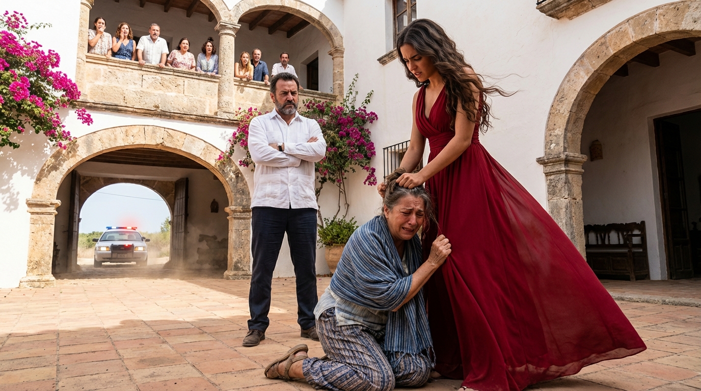 Todavía escucho el crujido de mi cráneo al golpear contra el suelo cuando mi yerno gruñó: «Quédate en el suelo». Mi hija me agarró del cabello y me arrastró hacia afuera mientras los vecinos miraban en silencio. «Lárgate. Son tres millones. Tú no eres nada», me susurró con desprecio. Pensé que ese era el final. No sabía que alguien estaba marcando el 911. Y cuando sonaron las sirenas, todo lo que ellos habían construido empezó a venirse abajo.