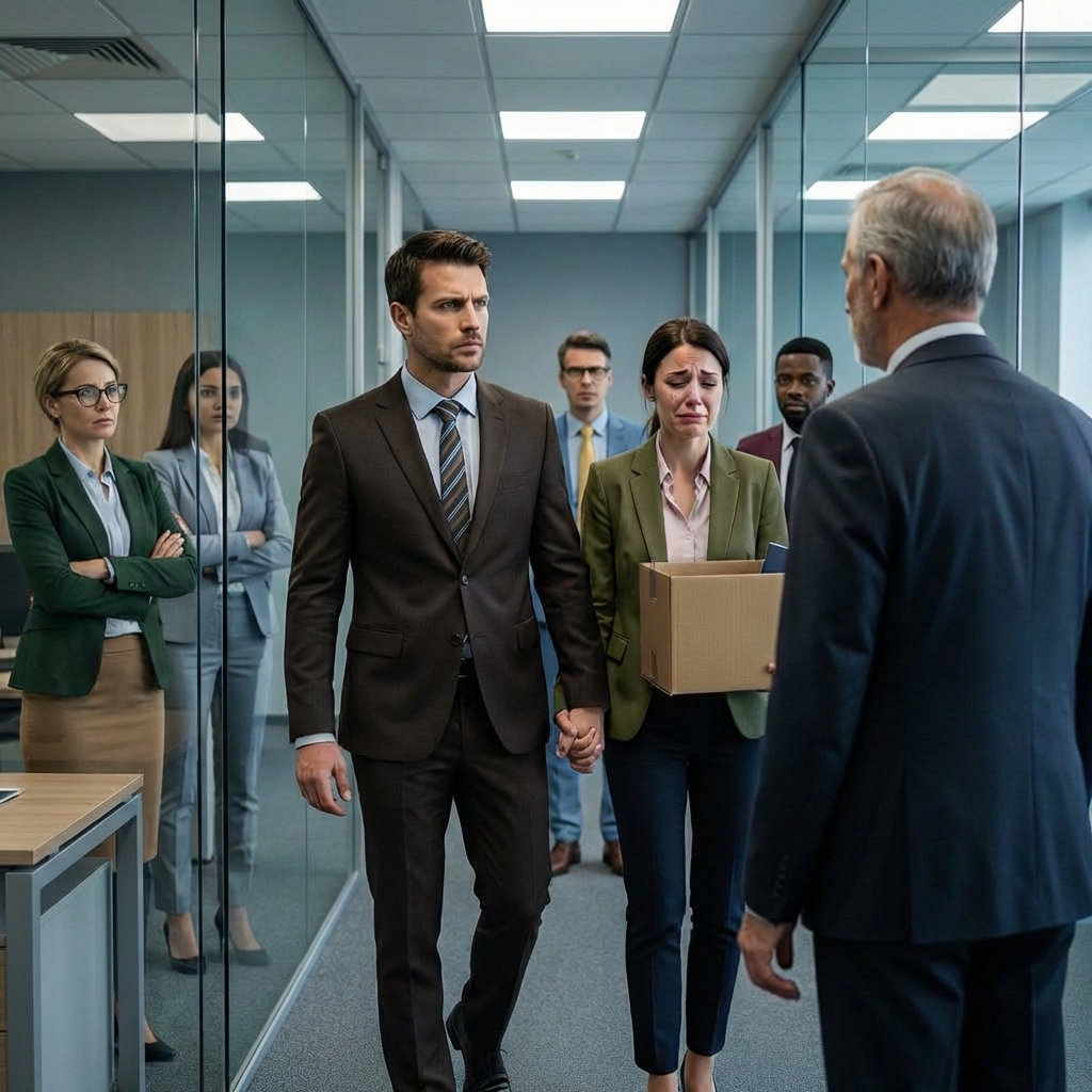 La humillaron y la despidieron frente a todos, sin saber quién era su esposo. Al día siguiente, el nuevo dueño entró a la oficina y dejó al jefe helado con una sola frase…