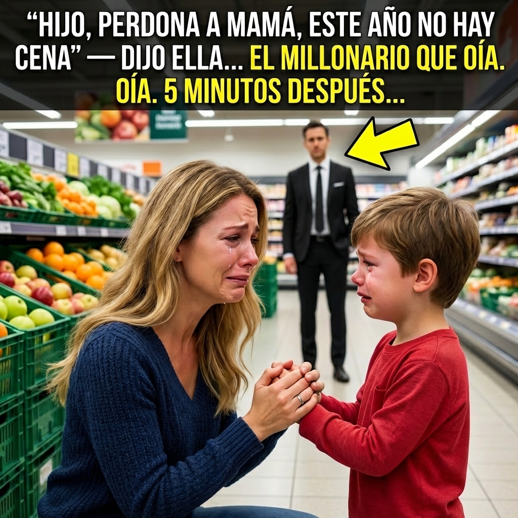 Hijo, perdona a mamá, este año no hay cena ” — dijo ella… el Millonario que oía, 5 minutos después…