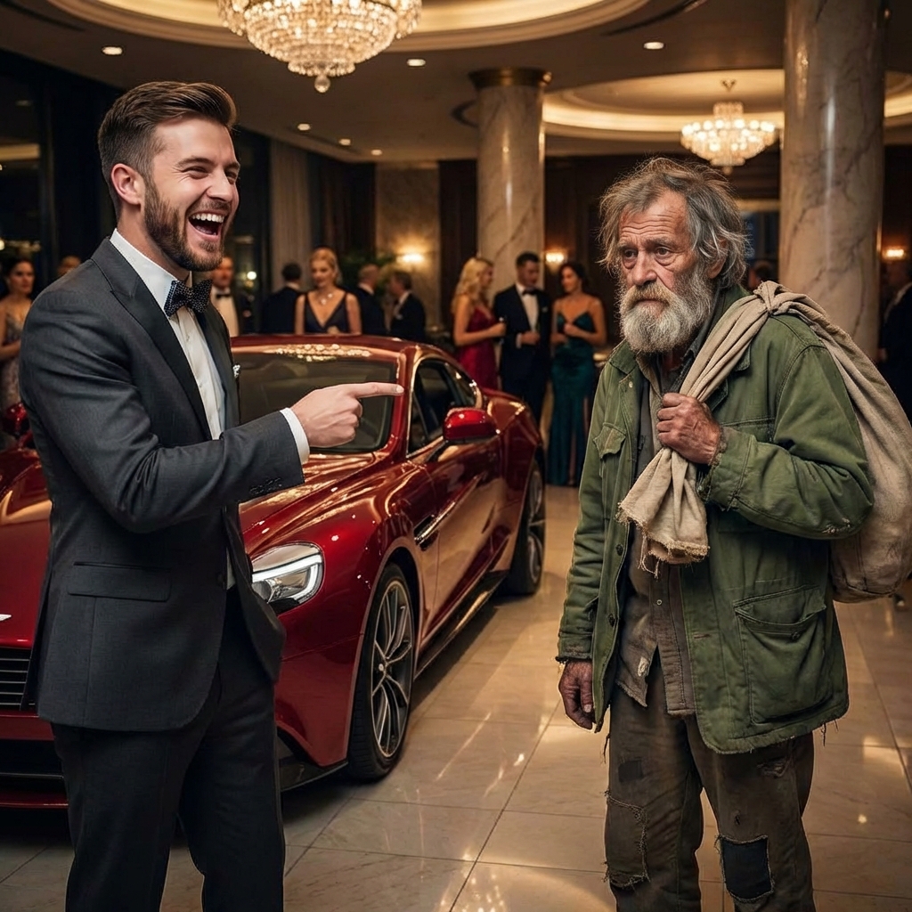 “TE DOY MI FERRARI SI LO ENCIENDES” – SE RÍE EL MILLONARIO… PERO EL VIEJO HAMBRIENTO LO CALLA
