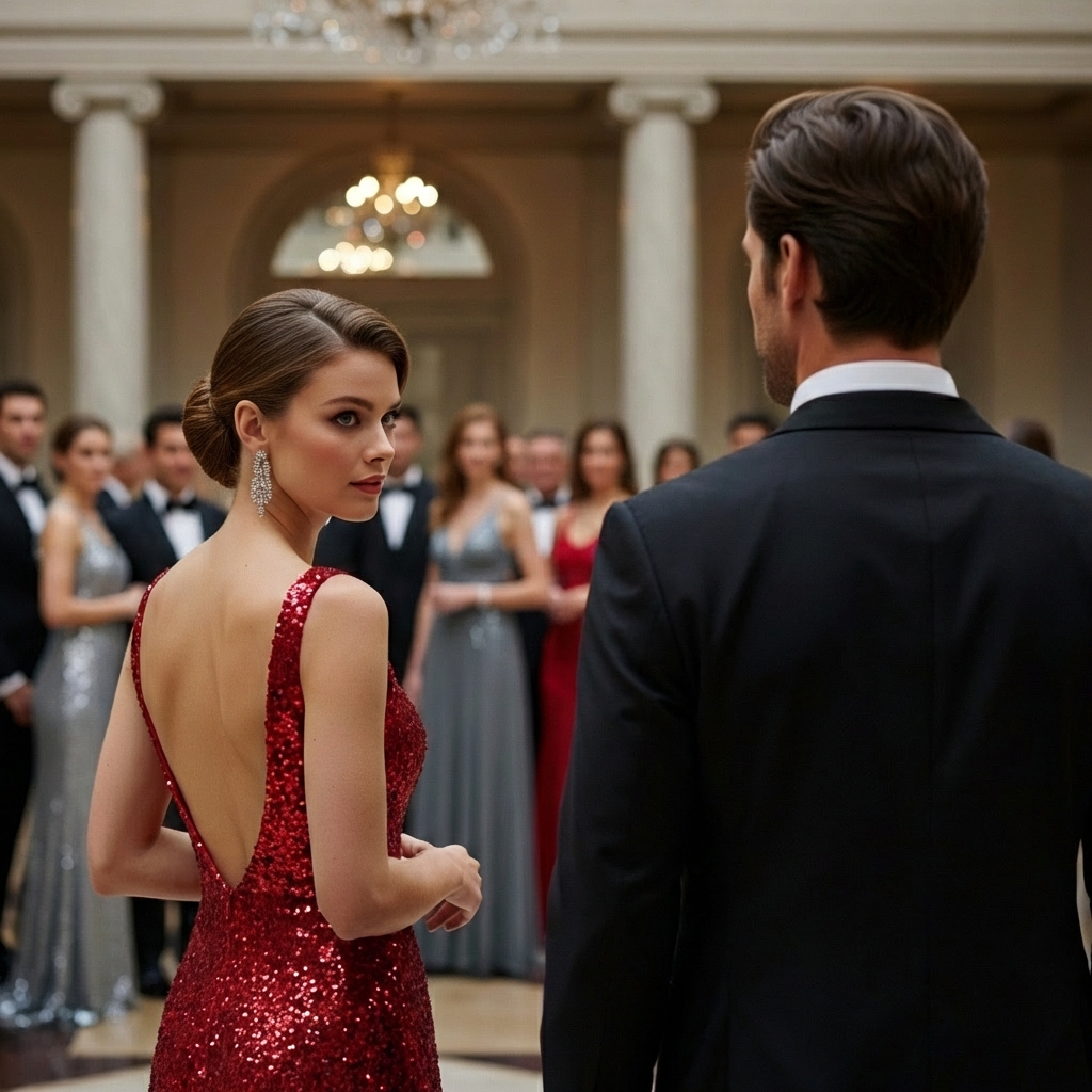 Se rieron de él por invitar a su asistente al baile… Pero cuando ella llegó, el silencio fue total. 👠🔥