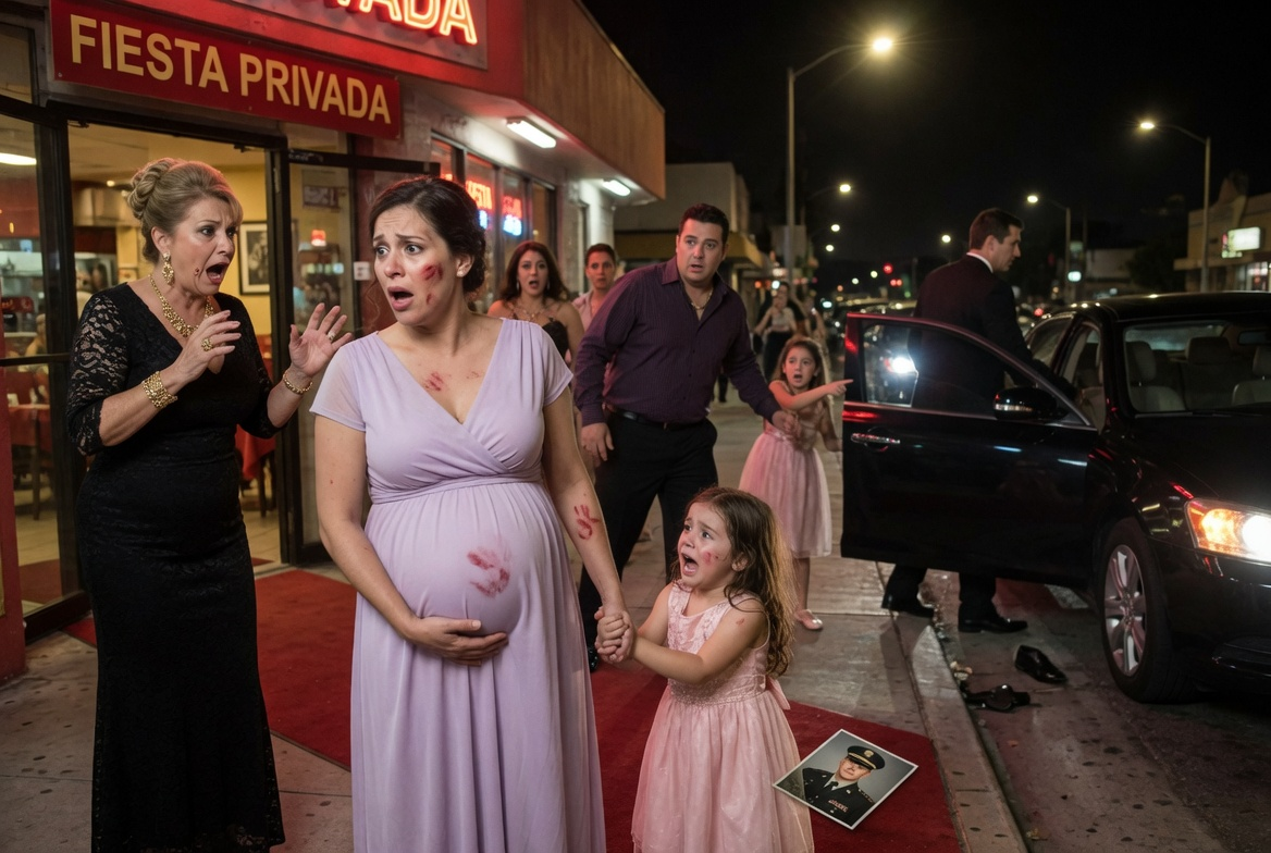 MI ESPOSO ME GOLPEÓ EN LA PANZA EMBARAZADA FRENTE A LA ENTRADA DEL RESTAURANTE PORQUE YO NO QUERÍA ENTRAR A LA FIESTA, MIENTRAS MI HIJA LLORABA Y ME AGARRABA FUERTE DE LA MANO. MI SUEGRA LE GRITÓ A LA NIÑA QUE ME SOLTARA. PERO LA PEQUEÑA MIRÓ HACIA EL CARRO NEGRO QUE ACABABA DE DETENERSE EN LA CALLE Y DIJO: “EL HOMBRE DE LA FOTO DE MAMÁ YA LLEGÓ”. LA PUERTA DEL CARRO SE ABRIÓ Y ALGUIEN BAJÓ SIN DECIR UNA SOLA PALABRA… HACIENDO QUE MI SUEGRA SE QUEDARA PARALIZADA, MIENTRAS MI ESPOSO SE ALEJABA DE MÍ PASO A PASO.